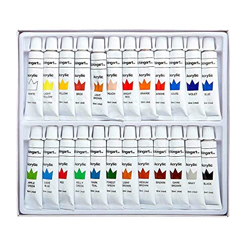 KINGART Studio Acrylic Paint, 12ml (.4oz), Set of 24 Colors KINGART
