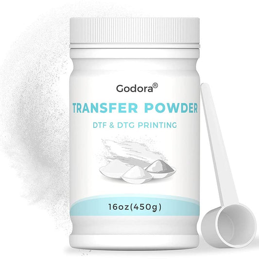 Godora DTF Powder White Digital Transfer Hot Melt Adhesive, DTF PreTreat Transfer Powder for Black or Dark Colored Garments, DTF Hot Melt Adhesive - WoodArtSupply