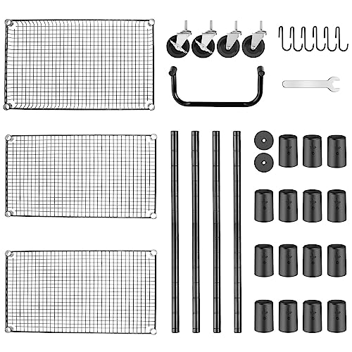 WDT 990Lbs Capacity Heavy Duty Rolling Utility Cart, NSF Rolling Carts with Wheels,Commercial Grade Metal Cart with Handle Bar & Shelf Liner,Trolley WDT