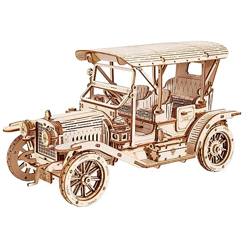 ROKR Vintage 3D Wooden Puzzle Car Kit – 1:15 Scale Model Building Adventure for Adults and Teens - WoodArtSupply