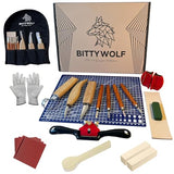 BittyWolf Wood Carving Kit 22 Pieces,Whittling Kit for Adults and Teens, Knife Set for Woodworking with Cut Resistant Gloves, Wooden Blocks, Knife BittyWolf