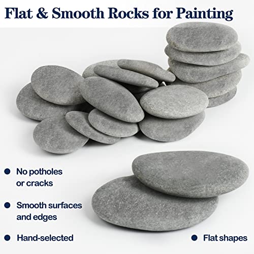 Simetufy 25 Pcs River Rocks for Painting 2-3 Painting Rocks Flat & Smooth  Rocks to Paint Hand Picked Natural Stones for Painting Cheap Crafts Rocks  for Kids & Adults flat rocks 25pcs