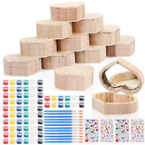 Kigley 100 Pcs Unfinished Wooden Heart Box Kit Include 12 Pcs Heart Treasure Box 72 Pcs Paints, 12pcs Brushes, 4 Sheets Rhinestones Stickers Craft Kigley