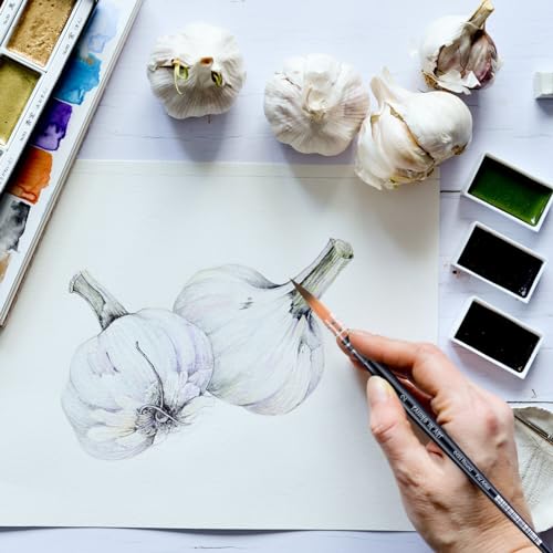 Falling in Art Professional Paint Brush Set, 4Pcs Round Pointed Paintbrush Set, Wooden Handle Nylon Hair Artist Brushes for Watercolor Painting and Falling in Art