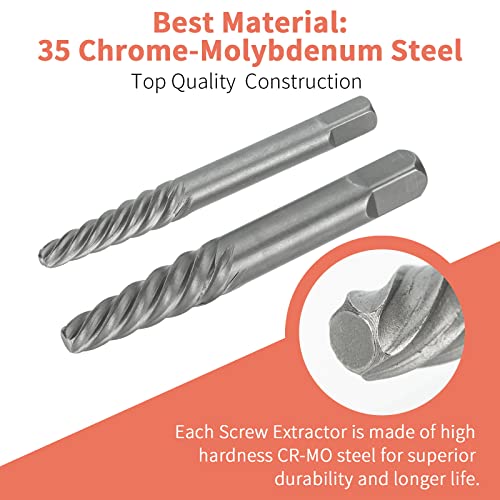 REBRA Screw Extractor and Left-Hand Drill Bit Set, Easy Out Broken Bolt Remover Reverse Cobalt HSS Steel Drill Kit, Ez Out Stripped, Rounded-Off, REBRA