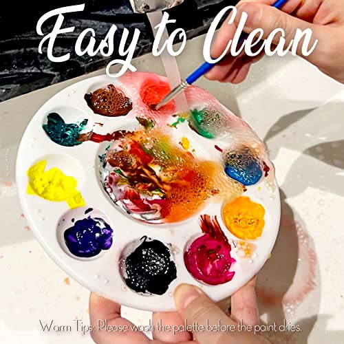 FANDAMEI 20 PCS Round Plastic Paint Tray Palettes, Paint Trays for Kids, Paint Palette Tray, Paint Palettes Paint Pallets with 10 Wells for Adults & Fandamei