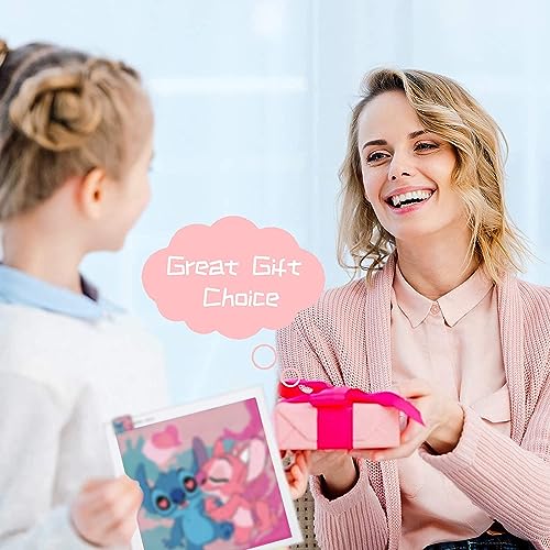 5D Diamond Painting Kits for Kids with Wooden Frame - Stitch Diamond Art for Kids Ages 6-8-10-12,DIY Art and Crafts Big Gem Gift Diamond Dots Ammklfh