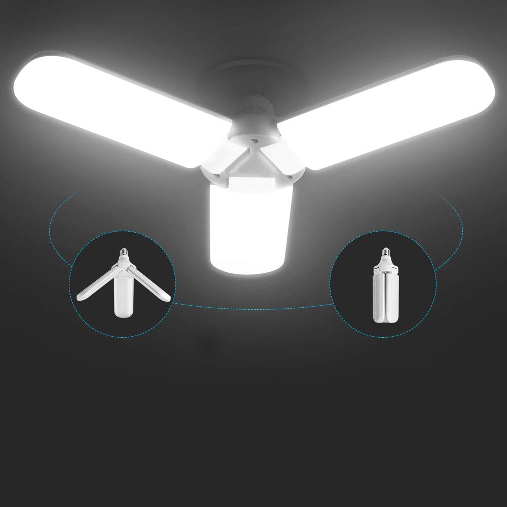 LED Garage Light,400 Watt Equivalent 6000K,Cool Daylight White LED Area Light,E26/E27 Medium Base,for Outdoor Factory Warehouse Barn Backyard and DooVii