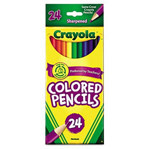 Crayola Products - Crayola - Pencils Long Cannon Woodcase Color, 3.3mm, 24 Assorted Colors / Set - Sold as 1 Set - Presharpened Points. - Bright - WoodArtSupply