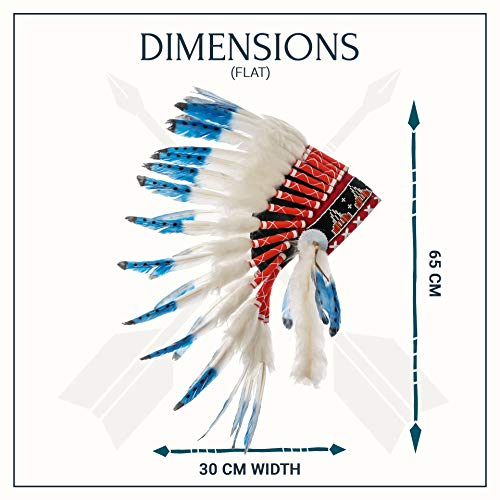 Novum Crafts Feather Headdress | Native American Indian Inspired | Blue Tips Novum Crafts