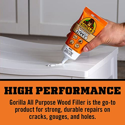 Gorilla All Purpose Wood Filler, 6oz Tube, White (Pack of 1) - WoodArtSupply