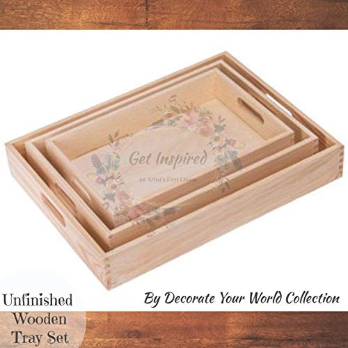 Unfinished Wooden Trays - Set of 3 by Decorate Your World Collection by Get Inspired