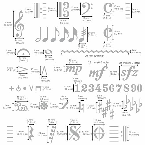 Aleks Melnyk No.424 Metal Stencil, Song Writer's Composing Template for Music Notes, 1 PC, Large Symbols, Bullet Journaling, Bookmark, Engraving - WoodArtSupply