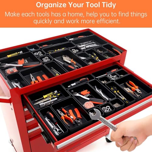 42 Pack Tool Box Organizer Tool Tray Dividers, Rolling Tool Chest Cart  Cabinet