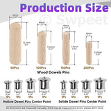 Swpeet 505Pcs 4 Sizes 1/4" 5/16" 3/8" 1/2" Wooden Dowel Pins Straight Grooved Pins with Center Point Cylinder Wood Dowels Assortment Kit, Dowel and Swpeet