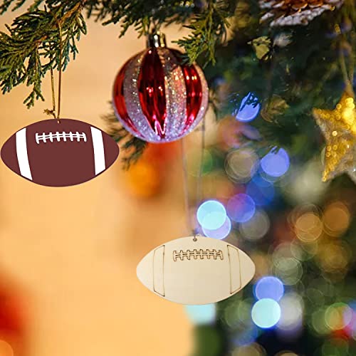 Honbay 24PCS Unfinished Football Wooden Cutouts Sports Theme Wood Discs Slices with Twines for DIY Crafts Home Decoration Craft Project HONBAY