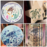Ocean Stencils for Painting On Wood Turtle Seahorse Starfish Jellyfish Templates for Art Crafts Plastic Reusable Wood Burning Stencils for Wall Pkqon