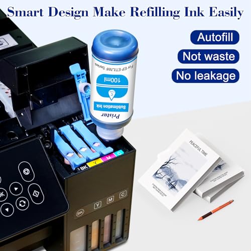 A-sub 480ml Sublimation Ink Refill Compatible with Epson WF7720 WF7710 ET2720 ET2760 ET2650 ET2750 C88 C88+ Inkjet Printer for Heat Transfer DIY Gift