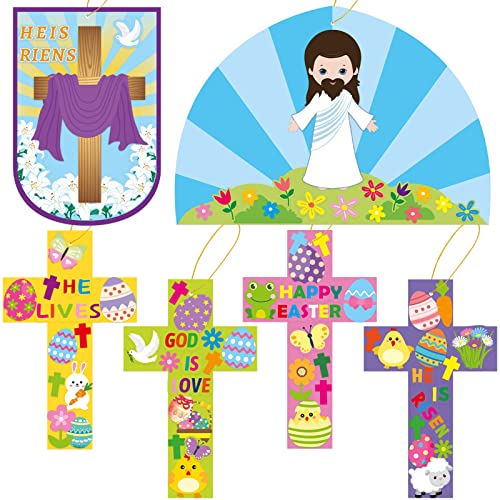 FANCY LAND Easter Crosses Craft Kits for Kids Easter Religious Crafts Christian Sunday School Activities 30Pack - WoodArtSupply