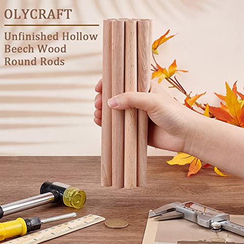 OLYCRAFT 12Pcs 7.9x0.6 Inch Hollow Wood Sticks Round Wooden Dowel Rod with 0.3 Inch Hole Unfinished Beech Wood Rods Natural Wood Round Rods for DIY OLYCRAFT