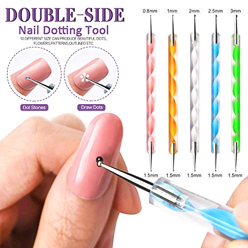 JOYJULY Nail Art Brushes, Nail Art Kit for Beginners with Nail Dotting Tools Butterfly Nail Art Stickers Nail Art Foil Rhinestone Nail Art Striping - WoodArtSupply