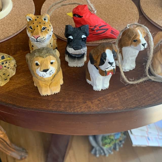 Selsela Pig Wood Ornament Hanging Barn Farm Animal Figurine Handmade Carved Decoration Selsela