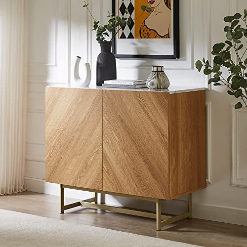 roomfitters 39" Modern Sideboard Buffet Cabinet, Herringbone Pattern Mid-Century Credenza with Doors, Media Console with Storage, Wine Cabinet for roomfitters