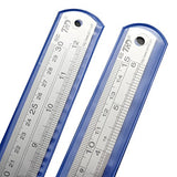 ZZTX Heavy Duty 100% Stainless Steel Ruler Set 12 Inch (30 CM) + 6 Inch (15 CM) Metal Rulers Kit - Perfect Straight Edge for Easy Measurements ZZTX
