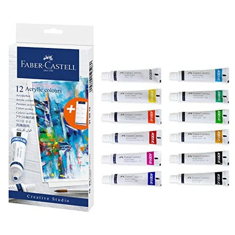 Faber-Castell Acrylic Paint Set - 12 Paint Tube Colors, Acrylic Paint Set for Adults Faber-Castell