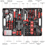 TLGREEN 218 Piece Tool Kit, Tool Set Mechanics Kit, Portable Tool Box Set with Saw Adjustable Wrench Drive Socket Combination Wrench, with Plastic TLGREEN