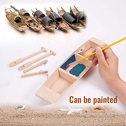 GORGECRAFT 11.6 Inch Large Wooden Boat Unfinished Natural Canoe Wood Craft Project Nautical Fishing Boat Model Ocean Landscape Ornamnets Sailboat GORGECRAFT