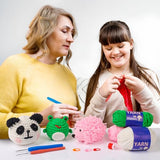 XSEINO Crochet Kit for Beginners - Crochet Start Kit with Step-by-Step Video Tutorials - Learn to Crochet Kits for Adults and Kids - Panda, Frog, XSEINO