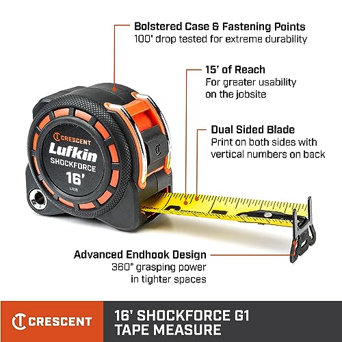 Lufkin 1-3/16" x 16' Sorce™ G1 Dual Sided Tape Measure - L1116 Lufkin