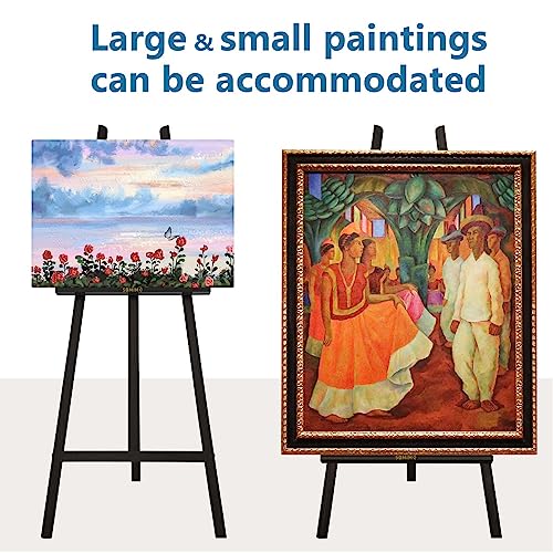 Somime A - Frame Wooden Display Easel - Adjustable Lyre Beechwood Studio Easel Stand Holding Canvas Up to 90", Inclinable Artist Floor Painting Easel Somime