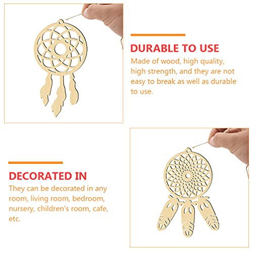 VOSAREA 30Pcs Wooden Dreamcatcher Wood Cutout Shapes Craft Shaped Embellishments Dream Catcher Wood Slices Handmade Labels Wood Log Slices Hanging VOSAREA