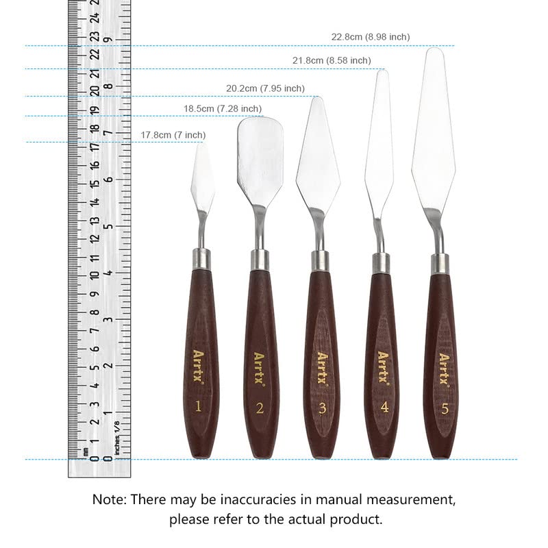 5 Pieces Painting Knives Stainless Steel Spatula Palette Knife Oil Painting Accessories Color Mixing Set for Oil, Canvas, Acrylic Painting-Lightwish LIGHTWISH