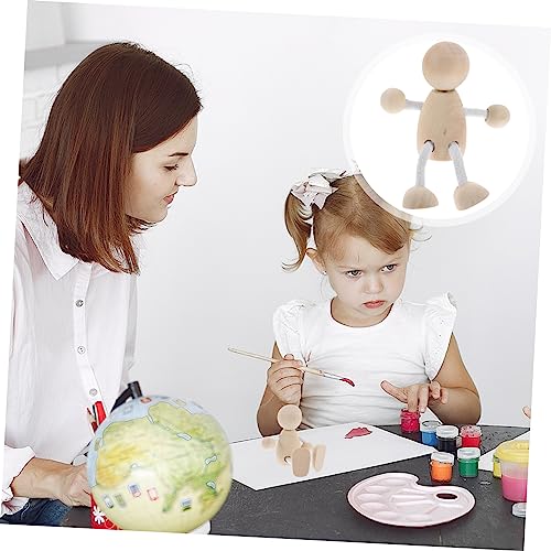 Tofficu 8 Pcs Wooden Figures Unfinished Peg People Wooden Jointed Figure Unfinished Wooden Figurines Wooden Peg People Wood Human Figure Model DIY Tofficu