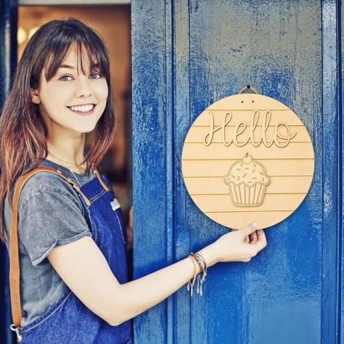 KESYOO Home Decor Interchangeable Seasonal Welcome Sign DIY Unfinished Wood Front Door Sign Farmhouse Wall Hanger Plaque Board For Festival KESYOO