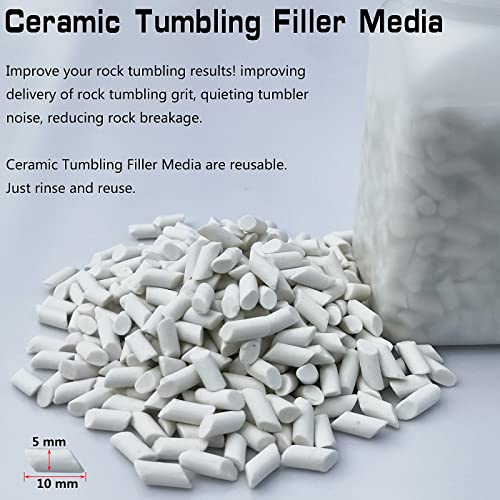4.5 LBS Rock Tumbler Grit Media Complete Kit -Inculde 4 Steps Grits + Plastic Pellets + Ceramic Filler Media, Compatible with Any Brand Tumbler, Rock HDongany