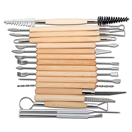 Blisstime Set of 42 Clay Sculpting Tool Wooden Handle Pottery Carving Tool Kit Blisstime