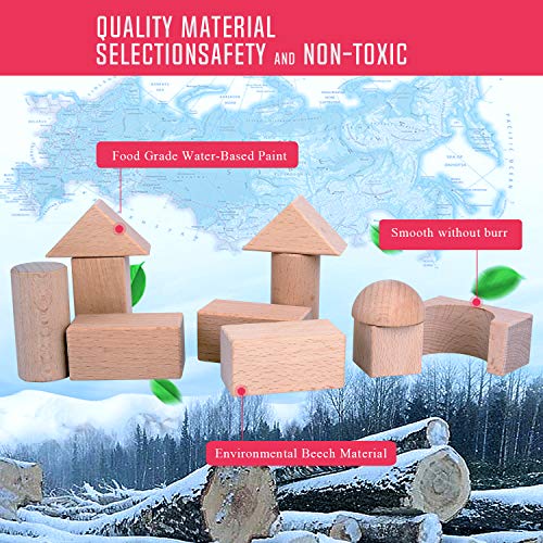 Wooden Building Blocks Set for Kids - Stacker Stacking Game Construction Toys Set Preschool Colorful Learning Educational Toys - Geometry Wooden Migargle