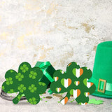 Whaline 8Pcs St. Patrick's Day Wooden Cutouts Unfinished Shamrock Shaped Table Signs Blank Shamrock Pine Wood Slice DIY Shamrock Tiered Tray Decor Whaline