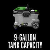 EGO WDV0900 9 Gallon 110 CFM 56-Volt Lithium-ion Cordless Wet/Dry Vacuum with Multiple Power Mode and Remote Control Included, Battery and Charger EGO Power+