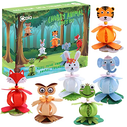 Coola Animal Craft Kit for Kids - Art and Craft DIY Early Educational Toys Suitable for Girls & Boys Pack 6 Include Frog Fox Elephant Rabbit owl Coola