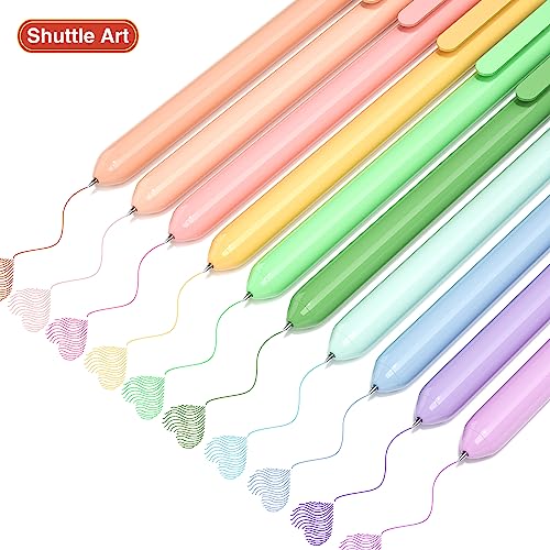 Shuttle Art Colored Retractable Gel Pens, 10 Pastel Ink Colors, Cute Pens 0.5mm Fine Point Quick Drying for Writing Drawing Journaling Note Taking - WoodArtSupply