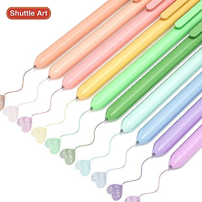 Shuttle Art Colored Retractable Gel Pens, 10 Pastel Ink Colors, Cute Pens 0.5mm Fine Point Quick Drying for Writing Drawing Journaling Note Taking - WoodArtSupply