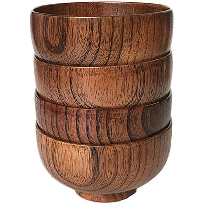 Cospring Handmade Wood Bowl, Mug, for Rice, Soup, Dip, Coffee, Tea, Decoration (4PCS Jujube Bowls, M: 4.5'' Dia x 2.6'' High) - WoodArtSupply