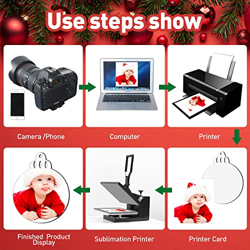 30 Pieces Sublimation Ornament Blank Sublimation Double Sided Blanks Christmas Ornament Blank Personalized Sublimation Blank Pendants DIY Sublimation Blulu