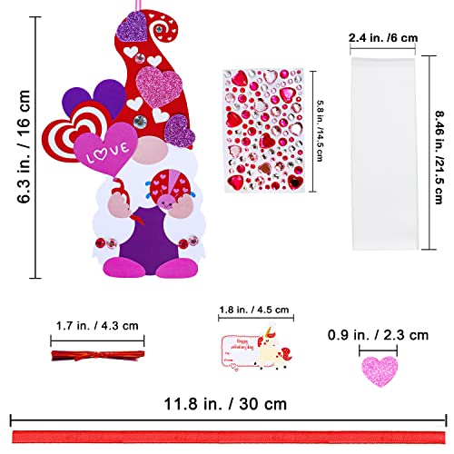 Winlyn 36 Sets Valentine's Day Gnome Ornaments Decorations DIY Valentine Gnome Craft Kits Assorted Gnome Shaped with Heart Valentine Stickers for Winlyn