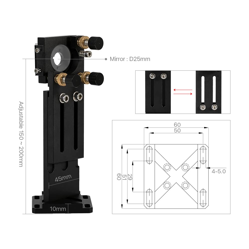 Cloudray C Series Head Set with 1 PCS USA CVD Focus Lens D20mm FL50.8mm and 3 PCS Si Mirrors D25mm (Set A) - WoodArtSupply